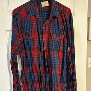 Red and Blue Plaid Men's Shirt
